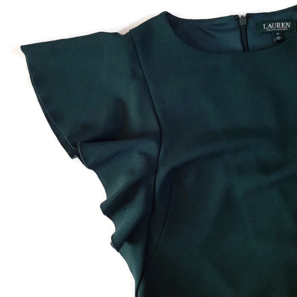 RALPH LAUREN new green flutter sleeve dress - Picture 6 of 8